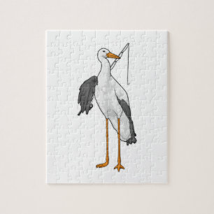 Stork Fishing Fisher Fishing rod Jigsaw Puzzle