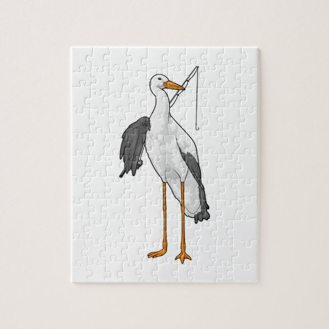 Stork Fishing Fisher Fishing rod Jigsaw Puzzle (Vertical)