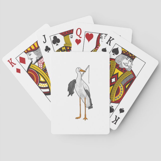 Stork Fishing Fisher Fishing rod Playing Cards (Back)