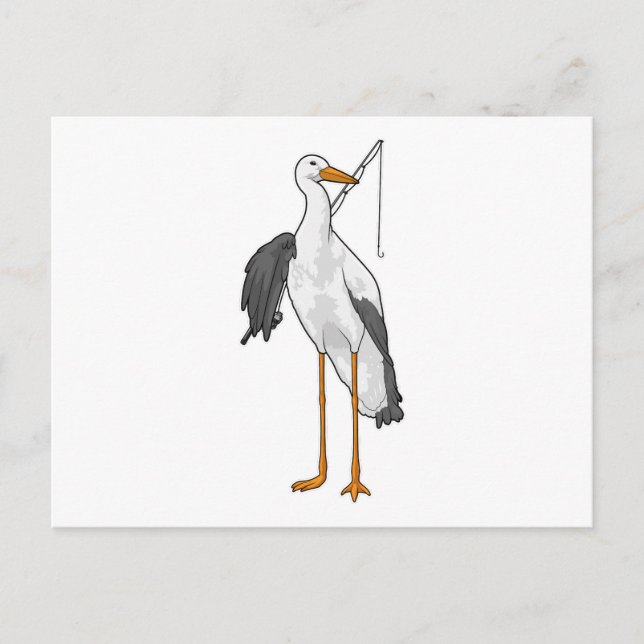 Stork Fishing Fisher Fishing rod Postcard (Front)