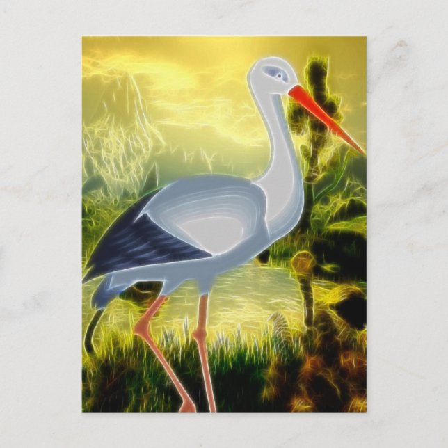 Stork Folk Art Postcard (Front)