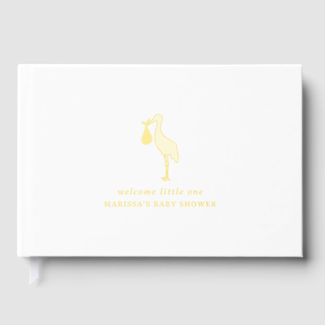 Stork Gender Neutral Baby Shower Sign In Guest Book (Front)