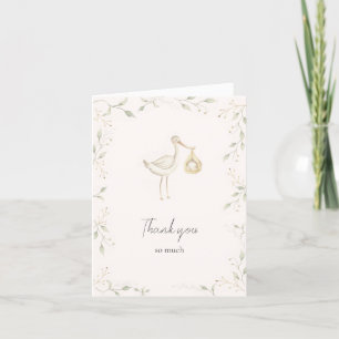 Stork Greenery Baby Shower Thank You Card