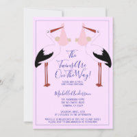 Stork Holding Twin Pink Baby Bundles Baby Shower