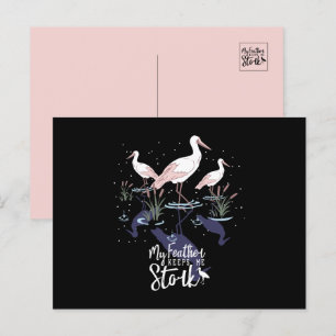 Stork Humour: 'My Feather Keeps Me Stork' Holiday Postcard