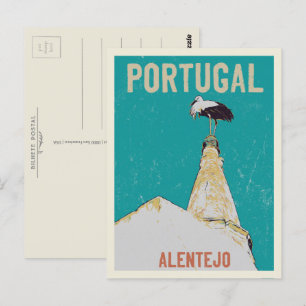 Stork in Alentejo Portugal illustration Postcard