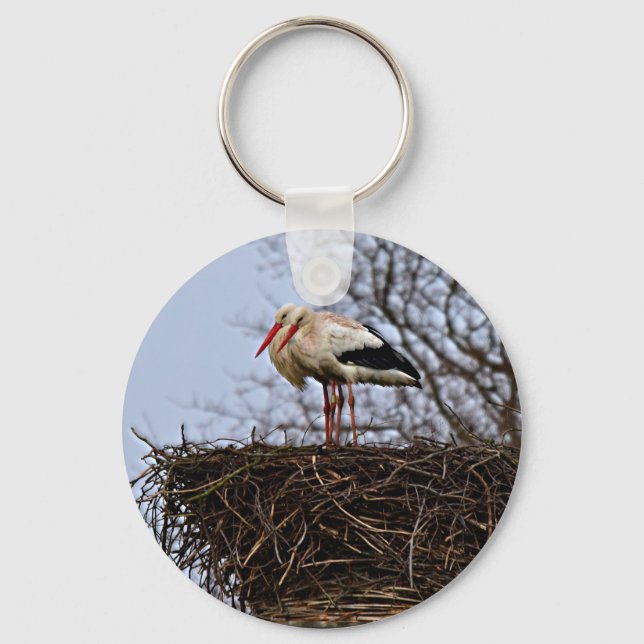 Stork in Nest Keychain (Front)