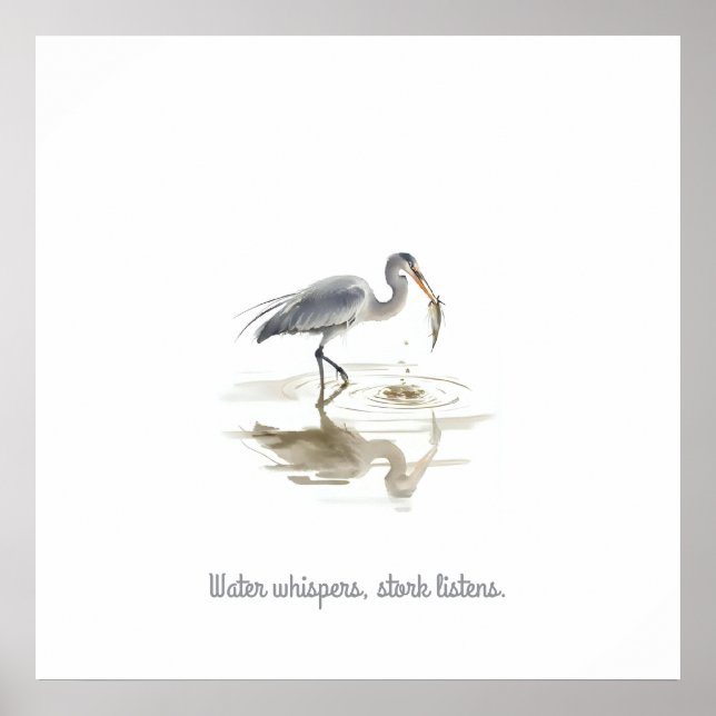 Stork in water poster (Front)