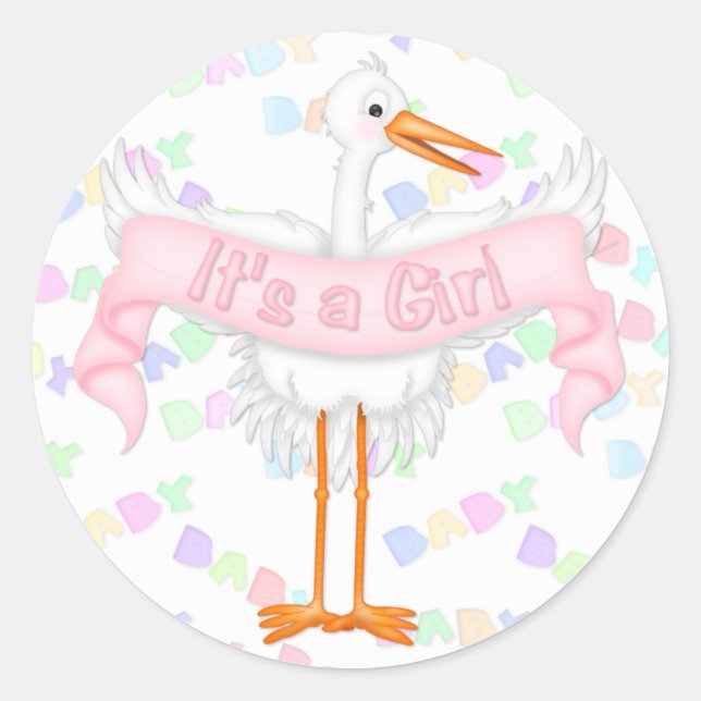 Stork It's A Girl Sticker (Front)