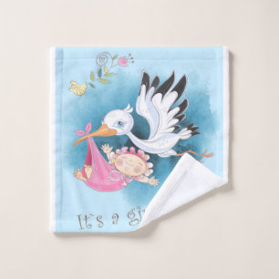Stork Mouches Avec Bébé Girl Cadeau pour bébé