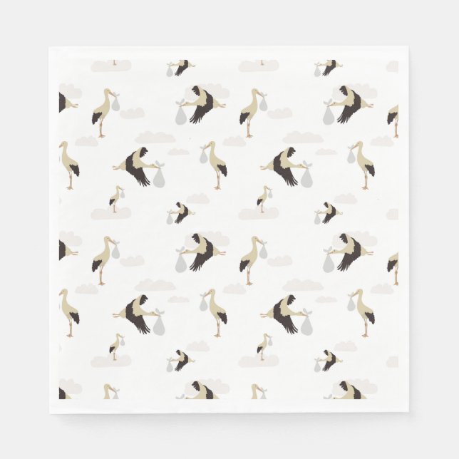 Stork Newborn Baby Boy Girl Pattern Napkin (Front)
