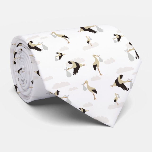 Stork Newborn Baby Boy Girl Pattern Tie (Rolled)