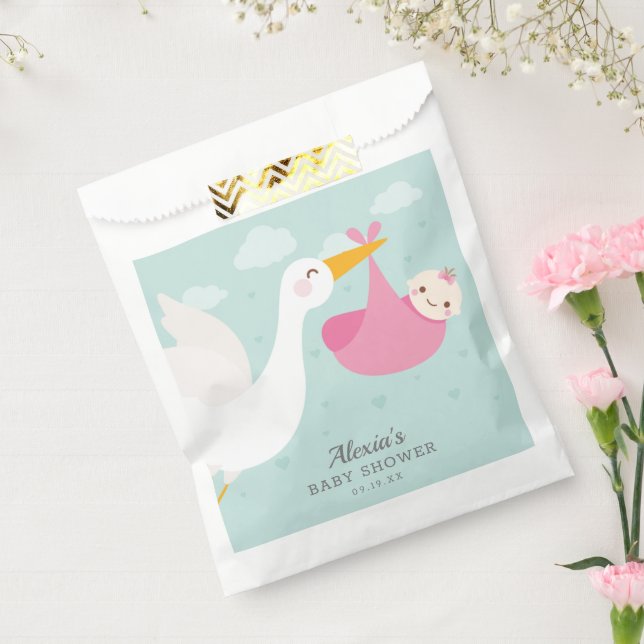 Stork Pink Bundle Girl Baby Shower Favour Bag (Sealed)