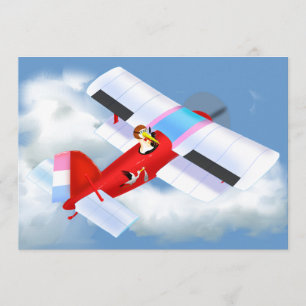 Stork Plane Baby Shower Invitation