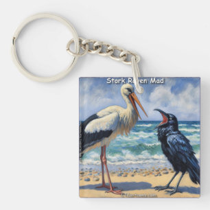 Stork Raven Mad – Beach Bird Banter Keychain