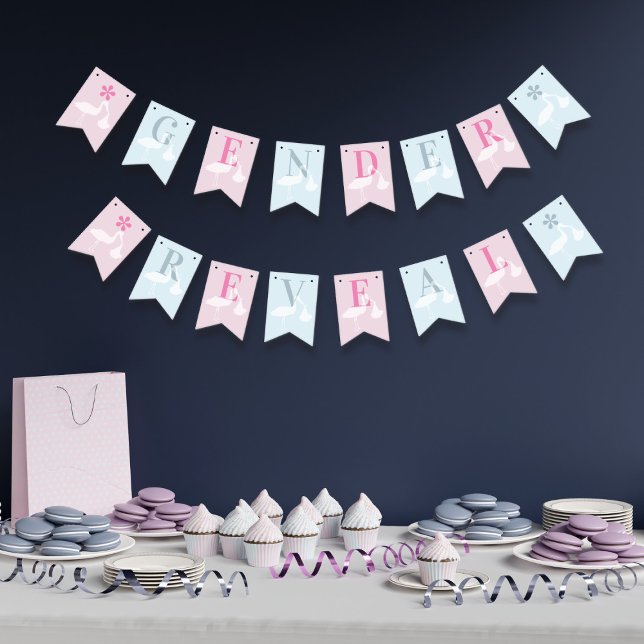 Stork Sexe Révéler Baby shower Drapeaux Bunting (Créateur téléchargé)