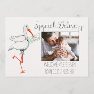 Stork Special Delivery Baby Announcement