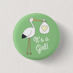 Stork Spring Baby Shower 1 Inch Round Button
