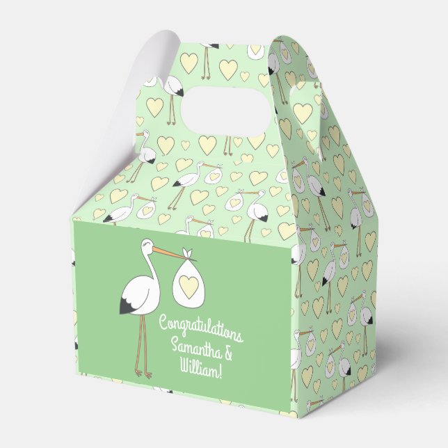 Stork Spring Baby Shower  Favor Box (Front Side)
