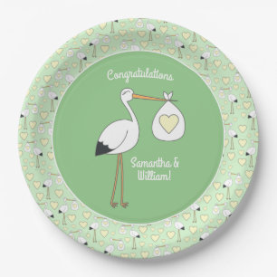 Stork Spring Baby Shower  Paper Plate