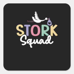 Stork Squad Rainbow Square Sticker