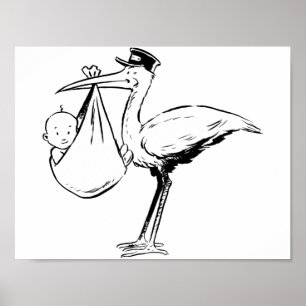 Stork Tenant Une Poster Pour Bébé