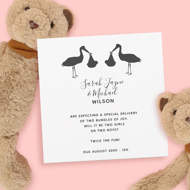 Stork Twins Pregnancy Announcement Cards (Creator Uploaded)