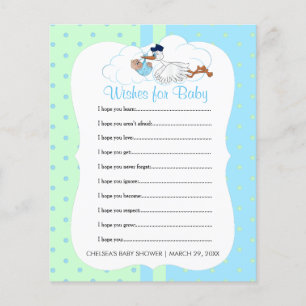 Stork with a Baby Boy Shower - Wishes