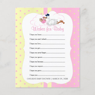 Stork with a Baby Girl Shower - Wishes