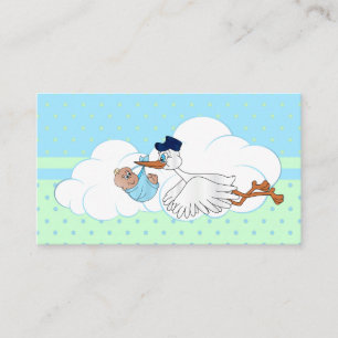 Stork with a Cute Little Baby Boy Book Raffle Enclosure Card