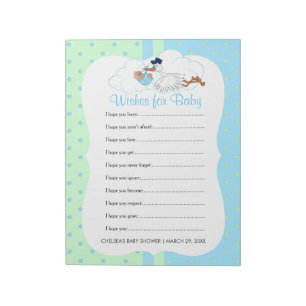 Stork with a Cute Little Baby Boy - Wishes Notepad