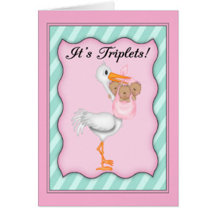 Stork with African American Girl Triplets