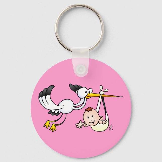 Stork with baby keychain (Front)