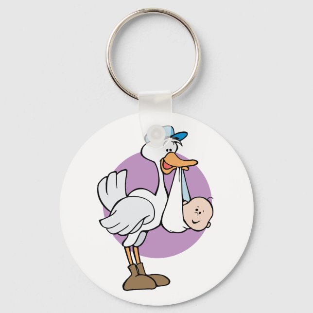 Stork With Baby Keychain (Front)