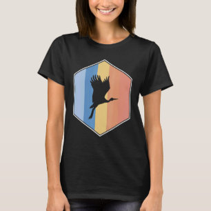 Stork With Retro Colours In A Hexagon T-Shirt
