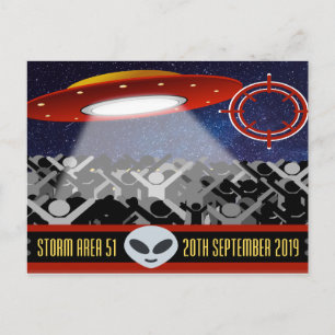 Storm Area 51 popular meme humour postcard