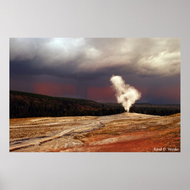 Storm at Old Faithful Poster (Front)