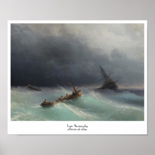 Storm at Sea Ivan Aivasovsky seascape waterscape Poster