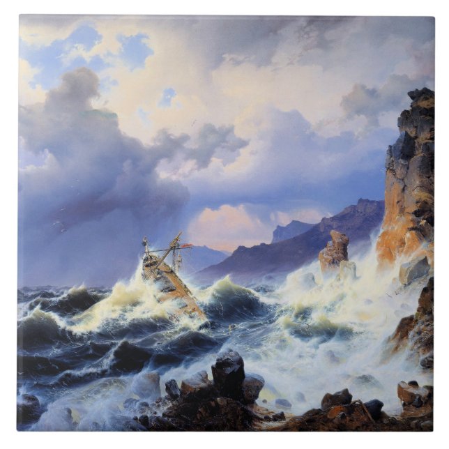 Storm at Sea off Norwegian Coast Tile (Front)