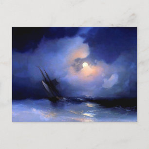 Storm at sea on a moonlit night by Ivan Aivazovsky Postcard