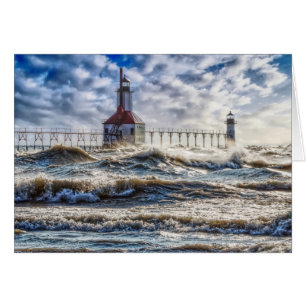 Storm At St Joseph Lighthouse Blank Notecard