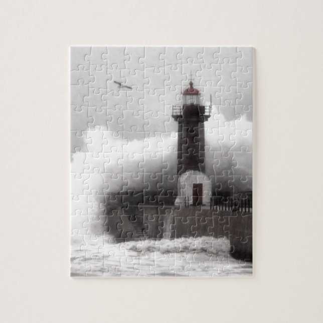 Storm at the Lighthouse Jigsaw Puzzle (Vertical)