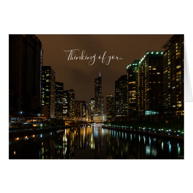 Storm Brewing Over Chicago Thinking Of You Card (Front Horizontal)