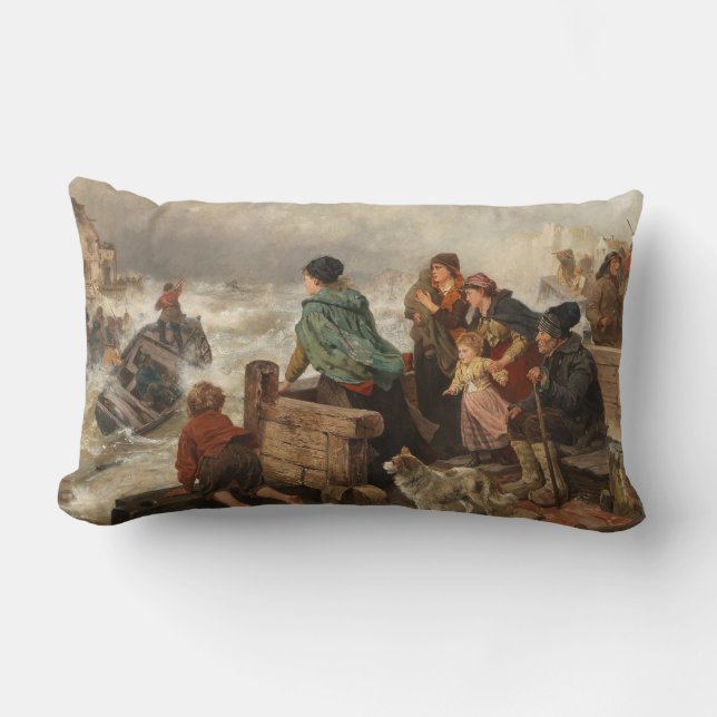 Storm by the Coast (by Rudolf Jordan) Lumbar Pillow (Front)