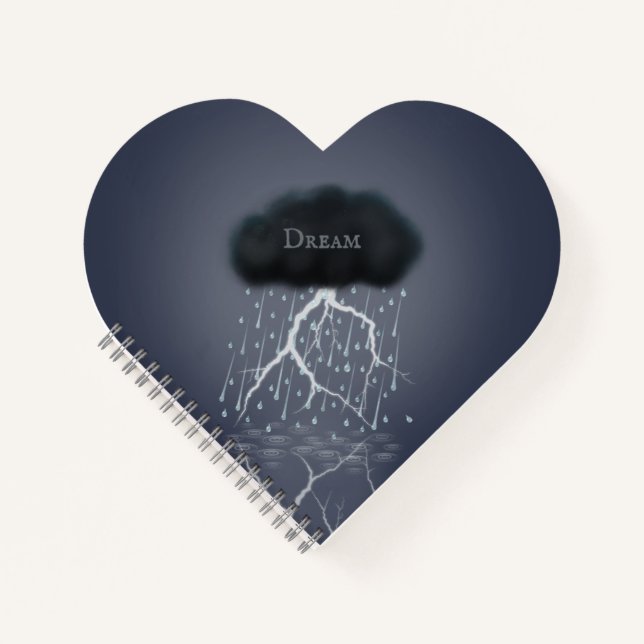 Storm Cloud Lightning & Rain Surreal Personalized Notebook (Front)