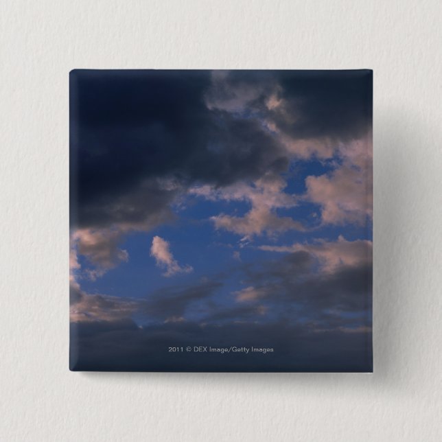 Storm clouds against blue sky 2 inch square button (Front)
