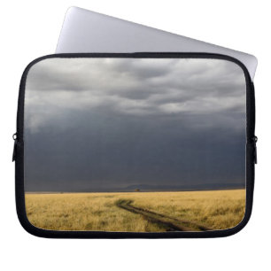 Storm clouds and road across gassy plains of the laptop sleeve
