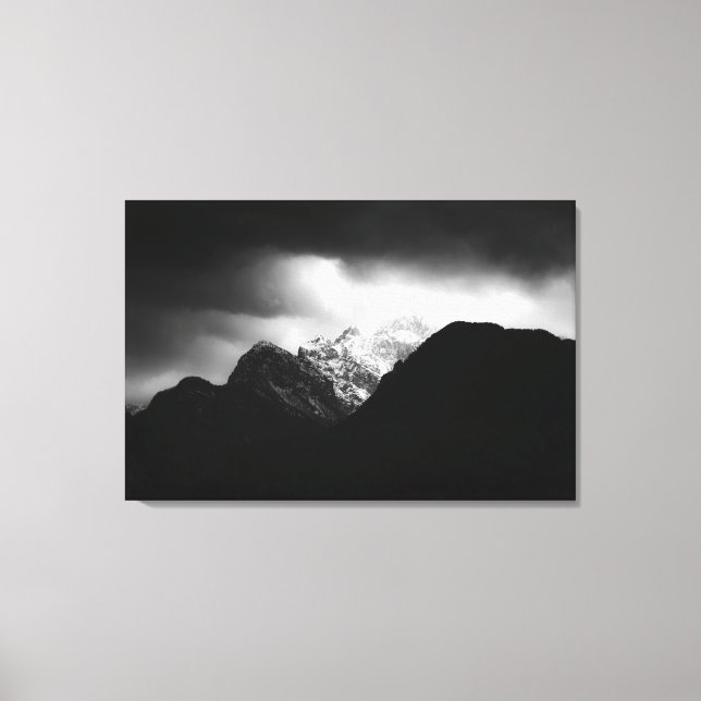 Storm clouds and sun over mountains canvas print (Front)