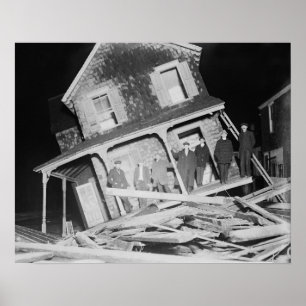 Storm Damaged House, 1914. Vintage Photo Poster