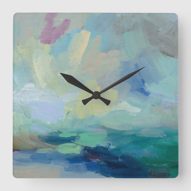 Storm I Abstract Print | Silvia Vassileva Square Wall Clock (Front)